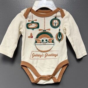 Star Wars Cream and Brown Baby Yoda Bodysuit